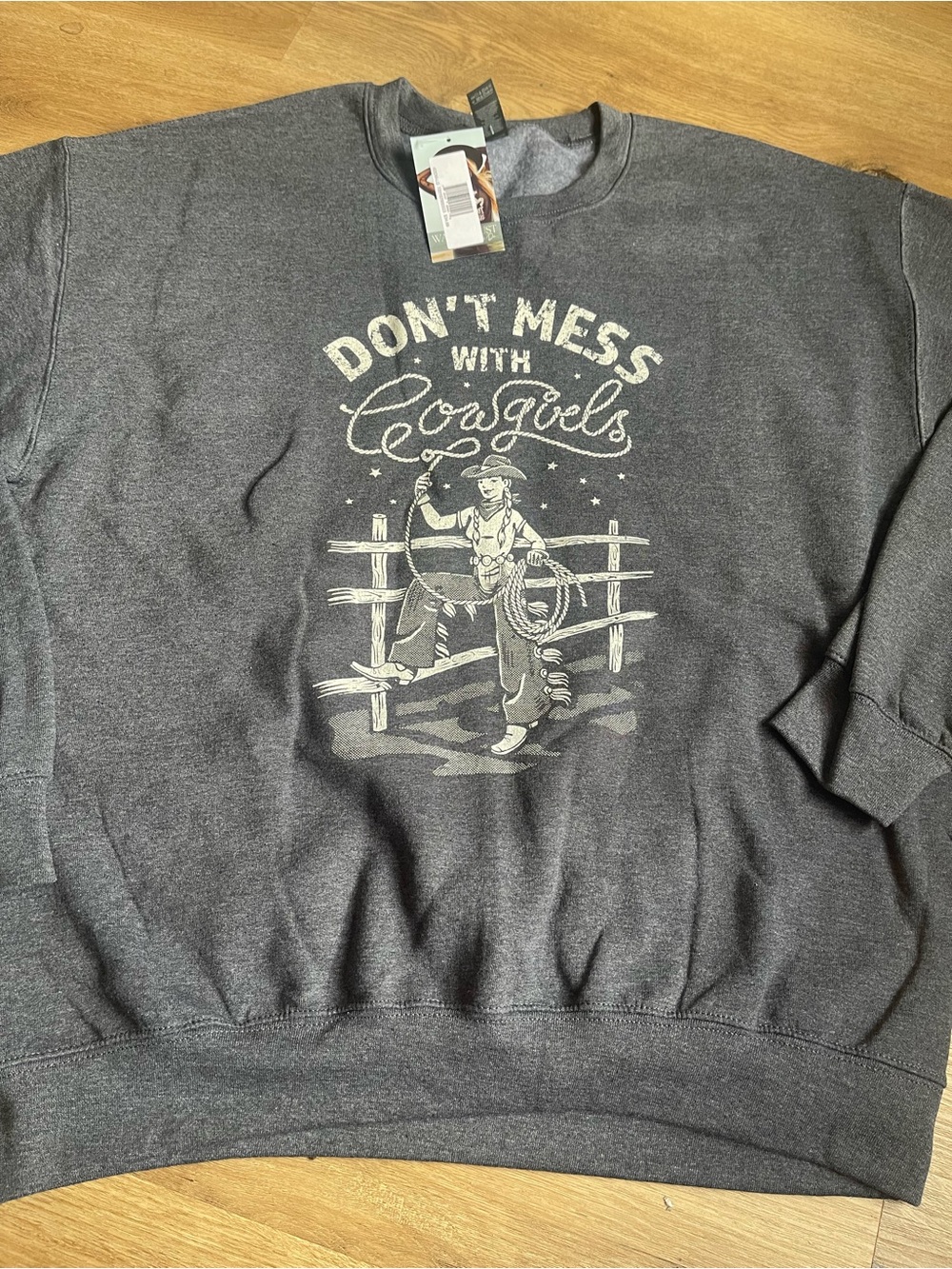 Wanderlust Women’s “Don't Mess With Cowgirls” Sweatshirt - Charcoal